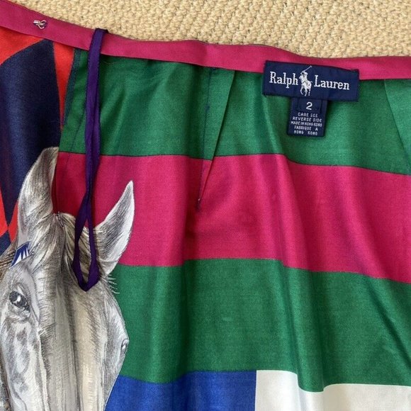 Gorgeous Rare Ralph Lauren Silk Equestrian Wrap Skirt- Size 2 - Picture 3 of 7